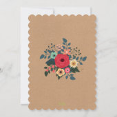 Modern Kraft Floral Baby shower Invite Kaart (Achterkant)