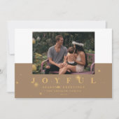 Modern Kraft & Gold Joyful Two Afbeelding Kerstmis Feestdagenkaart (Voorkant)