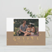 Modern Kraft & Gold Joyful Two Afbeelding Kerstmis Feestdagenkaart (Staand voorkant)