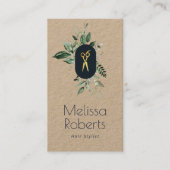 modern kraft greenery hair stylist visitekaartje (Voorkant)