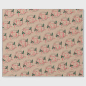 Modern Kraft Holly Wreath Merry Kerstmis Cadeaupapier (Vlak)