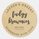 Modern Kraft Home Bakery Logo Homemade Brownies Ronde Sticker (Voorkant)