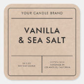 Modern Kraft-kaarsenlabel Vierkante Sticker (Voorkant)