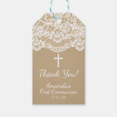 Modern Kraft Lace Eerste Communie Gift Label Cadeaulabel (Voorkant)
