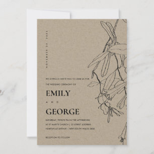 MODERN KRAFT LINE DRAADLOOS WEDDING INVITE BEDANKKAART