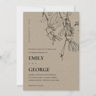 MODERN KRAFT LINE DRAADLOOS WEDDING INVITE BEDANKKAART