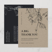 MODERN KRAFT LINE DRAAIEN FLORAL WEDDING DANK U AANKONDIGINGSKAART (Voorkant / Achterkant)