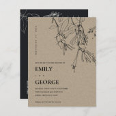 MODERN KRAFT LINE DRAAIENDE FLORAAL BEWAREN DE DAT AANKONDIGINGSKAART (Voorkant / Achterkant)