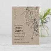 MODERN KRAFT LINE DRAWING FLORAL BABY SHOWER KAART (Staand voorkant)