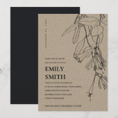 MODERN KRAFT LINE DRAWING FLORAL BABY SHOWER KAART (Voorkant / Achterkant)