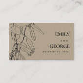 MODERN KRAFT LINE DRAWING FLORAL WEDDING WEBSITE VISITEKAARTJE (Voorkant)
