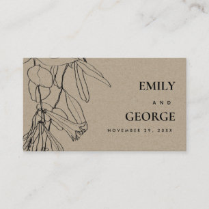 MODERN KRAFT LINE DRAWING FLORAL WEDDING WEBSITE VISITEKAARTJE