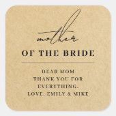Modern Kraft Moeder van de Bruid Cadeau Vierkante Sticker (Voorkant)
