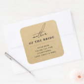 Modern Kraft Moeder van de Bruid Cadeau Vierkante Sticker (Envelop)