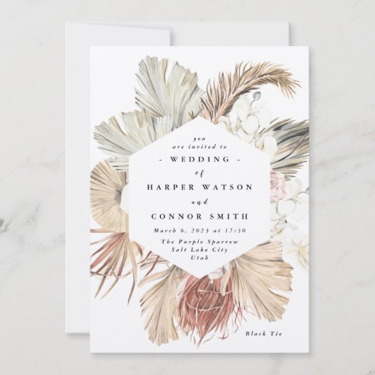 Modern Kraft Pampas Grass Floral Tropical Oerwoud Kaart (Voorkant)