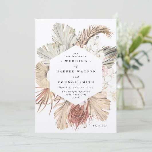 Modern Kraft Pampas Grass Floral Tropical Oerwoud Kaart (Staand voorkant)