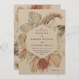 Modern Kraft Pampas Grass Floral Tropical Oerwoud Kaart