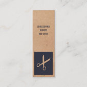 Modern Kraft Paper Blue Scissor Hair Stylist Mini Visitekaartje (Voorkant)