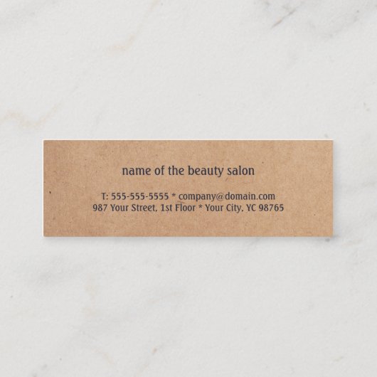 Modern Kraft Paper Blue Scissor Hair Stylist Mini Visitekaartje (Achterkant)