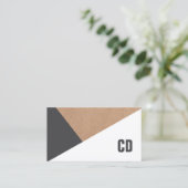 Modern Kraft Paper Gray White Geometric Monogram Visitekaartje (Staand voorkant)