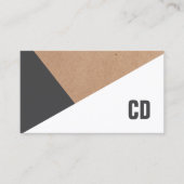 Modern Kraft Paper Gray White Geometric Monogram Visitekaartje (Voorkant)