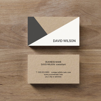 Modern Kraft Paper Grey White Geometric Consultant Visitekaartje