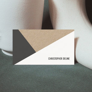 Modern Kraft Paper Grey White Geometric Visitekaartje