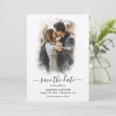 Modern Kraft Paper Weduwfoto Save The Date (Staand voorkant)