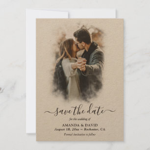 Modern Kraft Paper Weduwfoto Save The Date