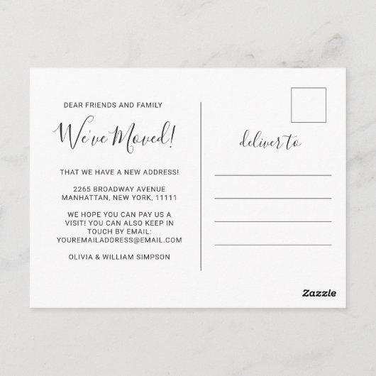 Modern Kraft-papier Nieuw adres Bewegende aankondi Briefkaart (Achterkant)