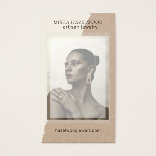 Modern Kraft Photo Jewelry Care Card Visitekaartje (Voorkant)