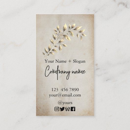 Modern Kraft Printed Gold Leaf  Visitekaartje (Achterkant)