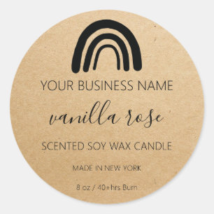 Modern Kraft Rainbow Logo Soy Candle Productlabel Ronde Sticker
