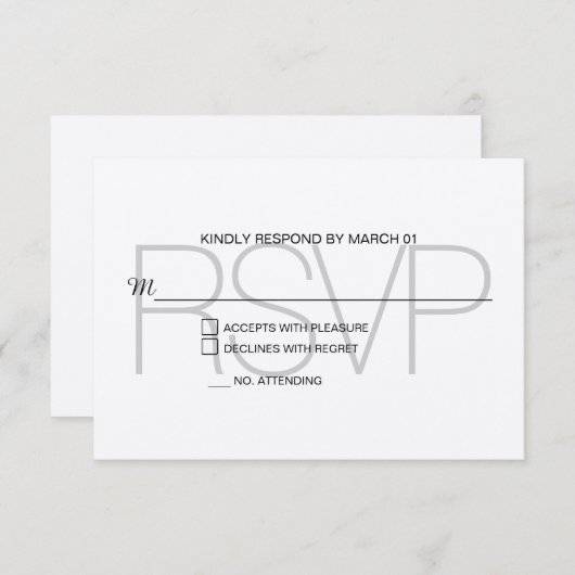 Modern Kraft RSVP Wedding Reactie (Voorkant / Achterkant)