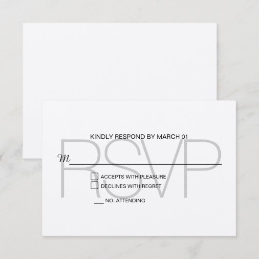 Modern Kraft RSVP Wedding Reactie Kaartje (Voorkant / Achterkant)
