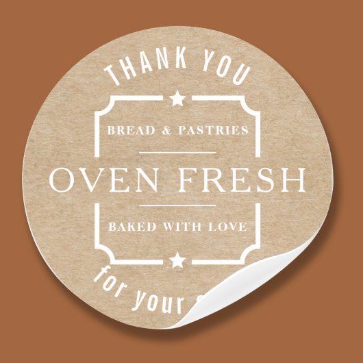 Modern Kraft rustiek wit dank u bakkerij Ronde Sticker