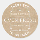 Modern Kraft rustiek wit dank u bakkerij Ronde Sticker (Voorkant)
