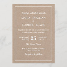 Modern Kraft simpele Typography Wedding