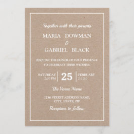 Modern Kraft simpele Typography Wedding Kaart