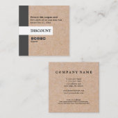 Modern Kraft Stripe Accent Square Promo Discount Vierkante Visitekaartje (Voorkant / Achterkant)