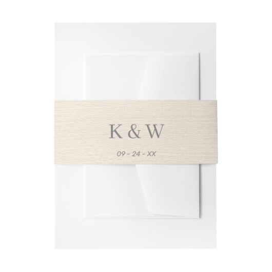 Modern Kraft Style Linen Monogram Uitnodigingen Wikkel (Voorkant Voorbeeld)