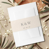 Modern Kraft Style Linen Monogram Uitnodigingen Wikkel