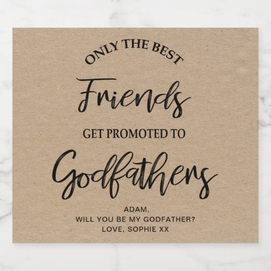 Modern Kraft Texture Godfather Voorstel Bier Etiket (Enkel label)