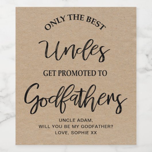 Modern Kraft Texture Godfather Voorstel Wijn Etiket (Enkel label)