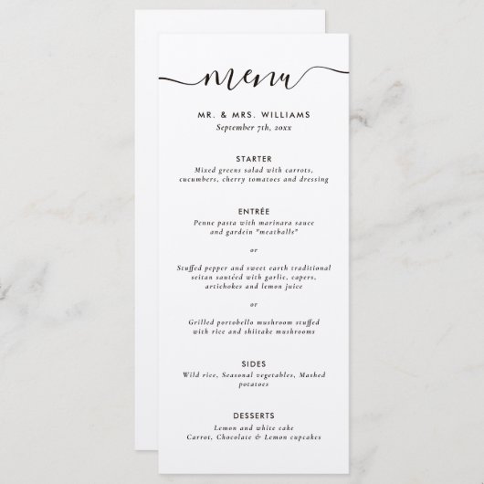 Modern Kraft Wedding Menu (Voorkant / Achterkant)