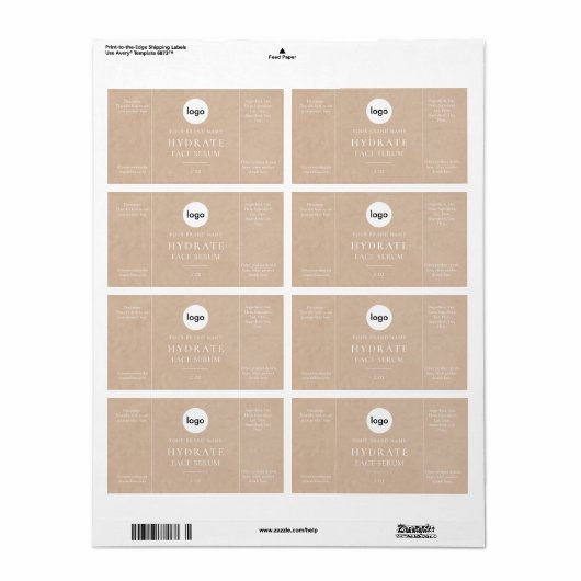 Modern kraftpapier-document minimalistisch gezicht etiket (Full Sheet)