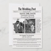 Modern krant bruiloft houd de datum vrij  kaart (Voorkant)