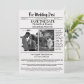 Modern krant bruiloft houd de datum vrij  kaart (Staand voorkant)