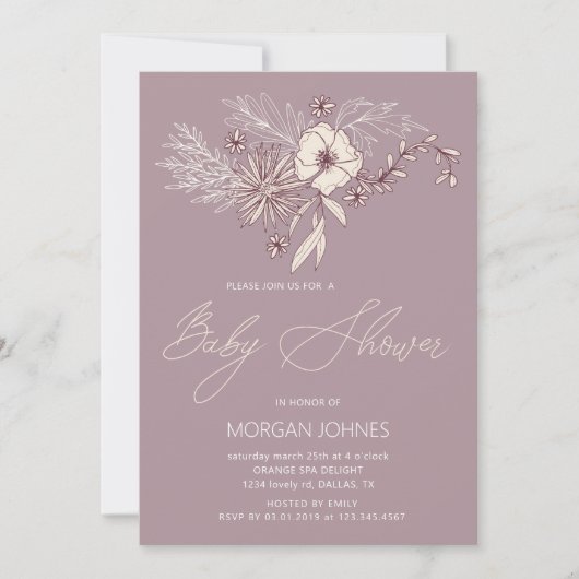 Modern Kreme Floral Baby shower (Voorkant)