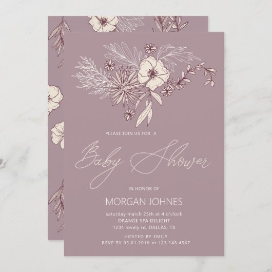 Modern Kreme Floral Baby shower (Voorkant / Achterkant)